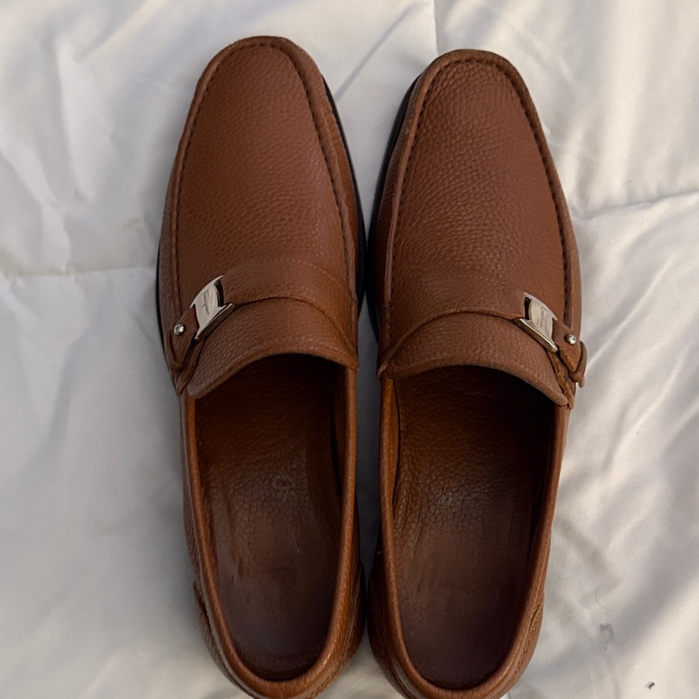 Salvatore Ferragamo Tan Leather Slip-On Loafers